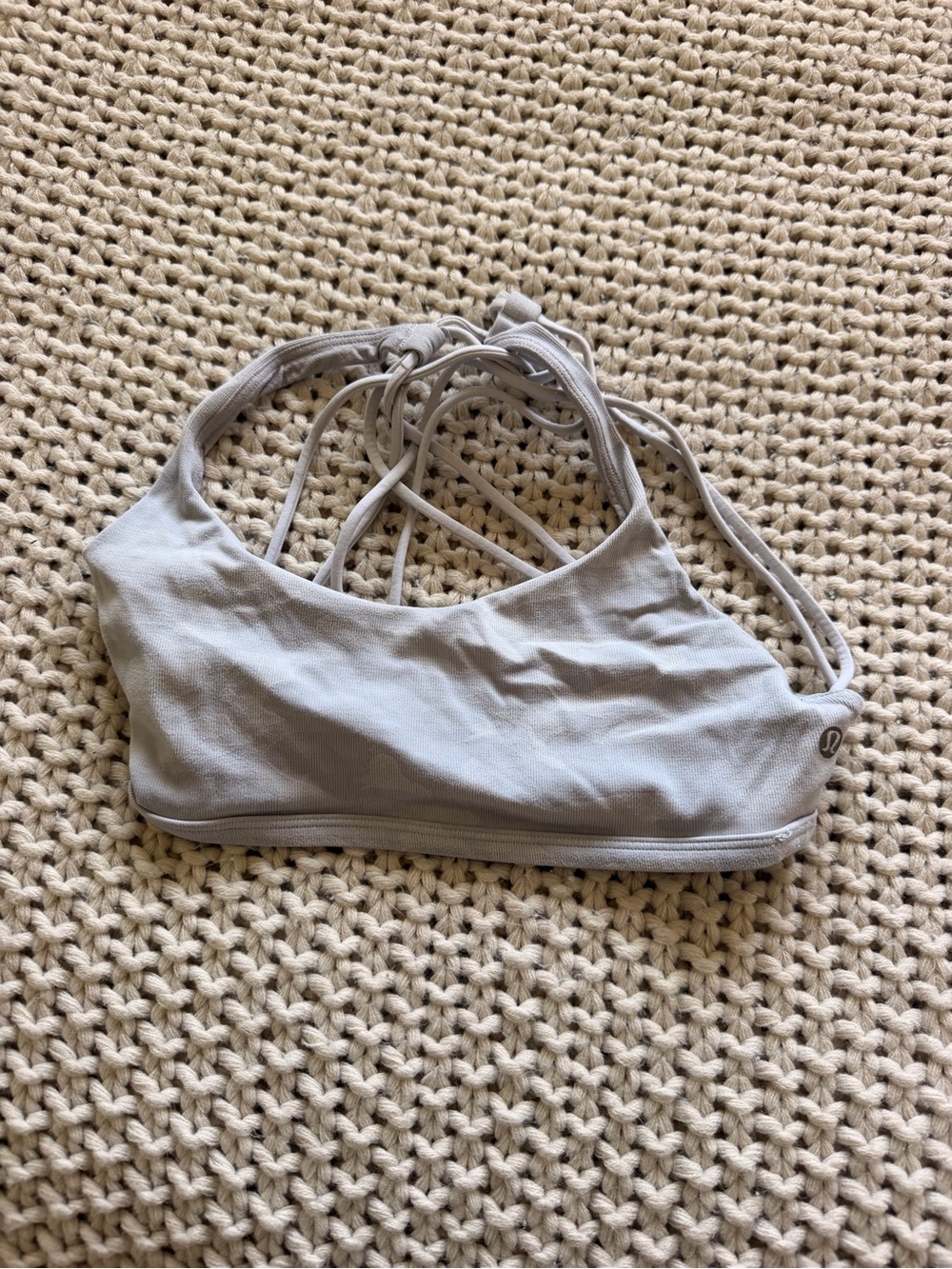 lululemon athletica pale gray strappy sports bra